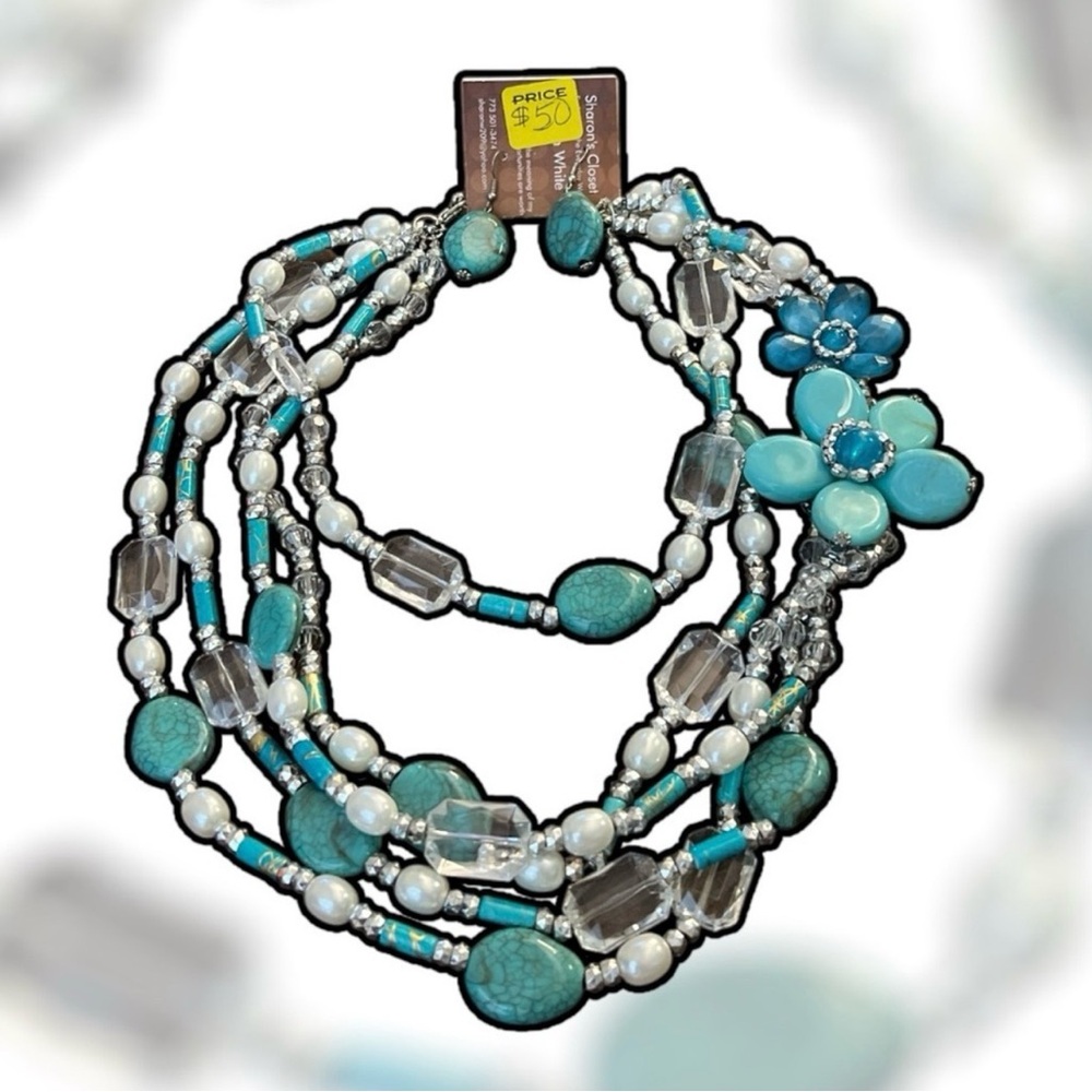 Beautiful Turquoise and Silver Necklace with earrings